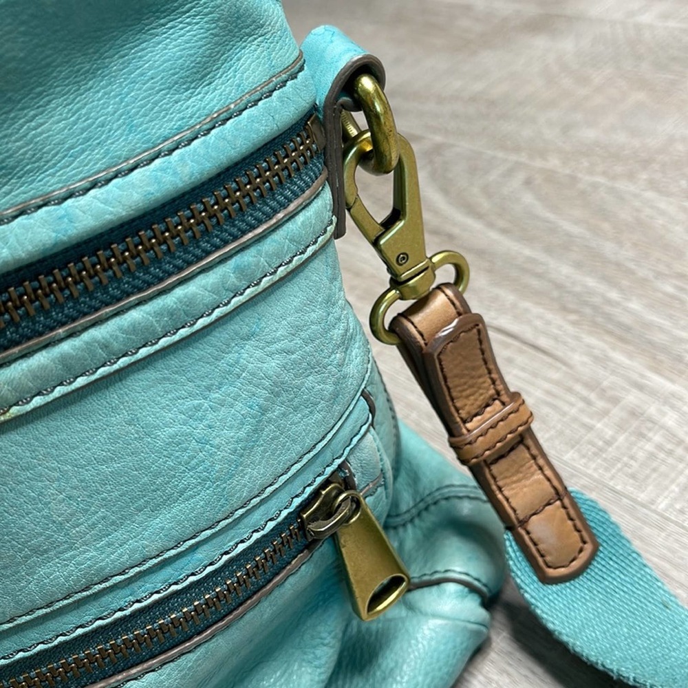 Vintage Fossil Teal Large Leather Explorer Foldov… - image 6